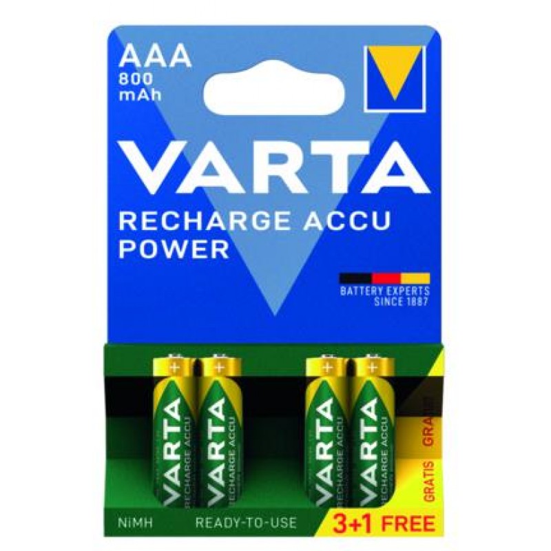 ΜΠΑΤΑΡΙΑ VARTA RECHARGE (Επαναφορτιζόμενη) AAA (4τμχ)