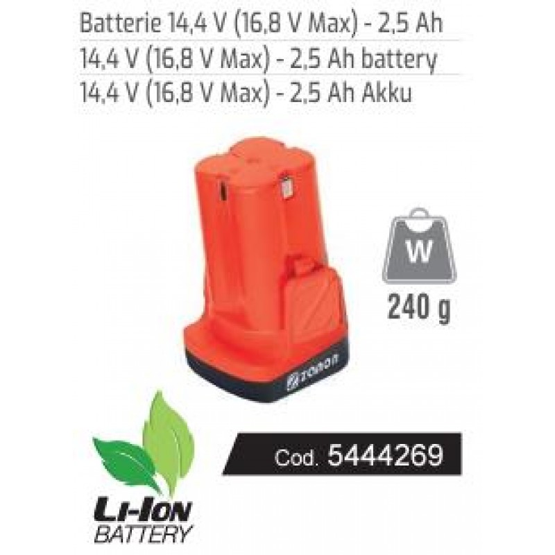 ΜΠΑΤΑΡΙΑ ZANON 16.8V(MAX) 14.4V(RATED) - 2.5Ah (για ZM-25 / ZM-27 / ZP-120)